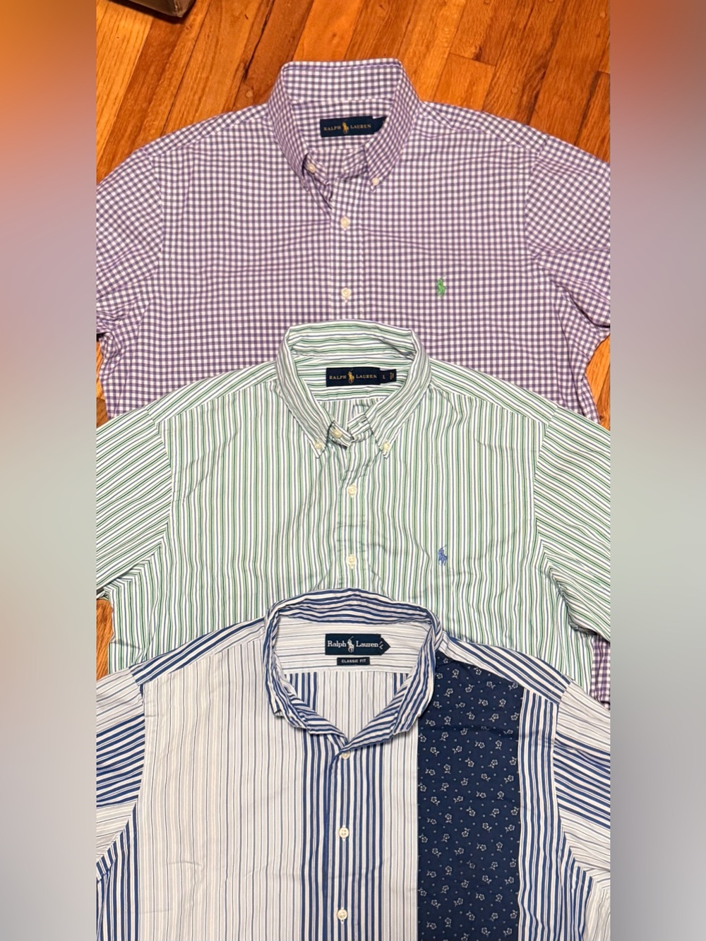 Polo Ralph Lauren Men's Large Long Sleeve Button-Down Dress Shirts Stripes